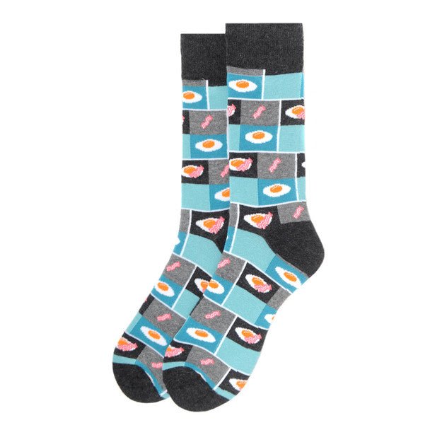 Men's Bacon & Egg Novelty Socks - NVS19571-GRY - Bundle Bus