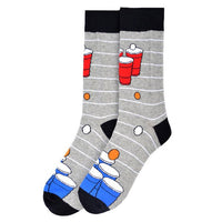 Men's Beer Pong Novelty Socks - NVS19566-GRY - Bundle Bus