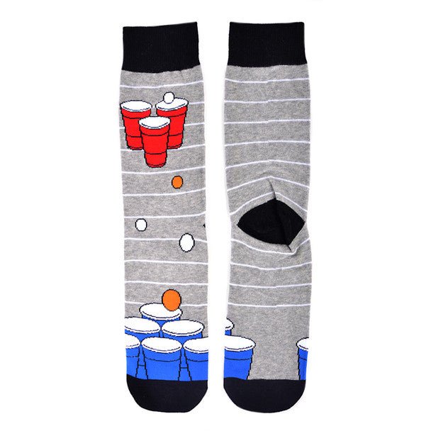 Men's Beer Pong Novelty Socks - NVS19566-GRY - Bundle Bus