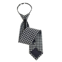 Men's Black Plaid Zipper Tie - MPWZ-BLK4 - Bundle Bus