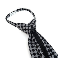 Men's Black Plaid Zipper Tie - MPWZ-BLK4 - Bundle Bus