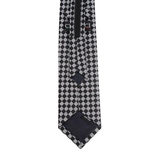 Men's Black Plaid Zipper Tie - MPWZ-BLK4 - Bundle Bus