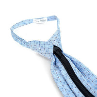 Men's Blue Geometric Zipper Tie - MPWZ-BL1 - Bundle Bus