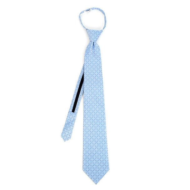 Men's Blue Geometric Zipper Tie - MPWZ-BL1 - Bundle Bus