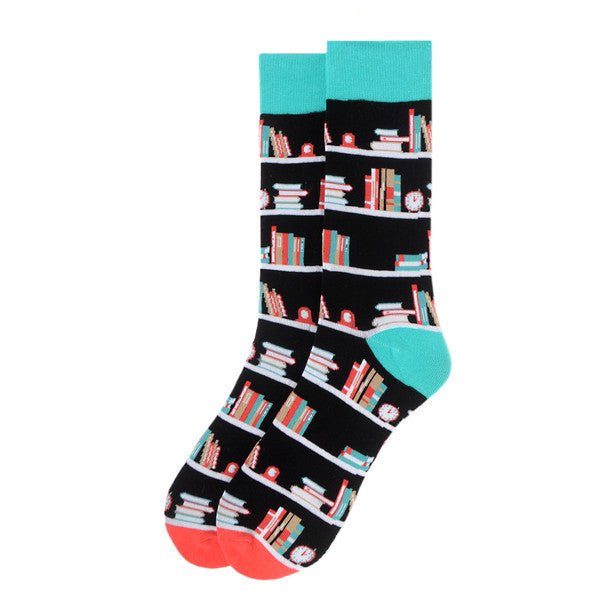 Men's Book Shelves Novelty Socks - NVS19570-BK - Bundle Bus