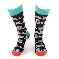 Men's Book Shelves Novelty Socks - NVS19570-BK - Bundle Bus