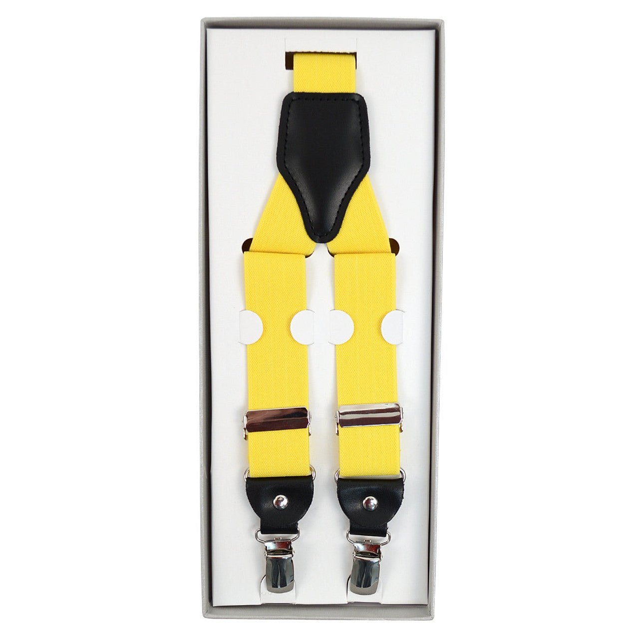 Men's Boxed Convertible Button Strap and Clip-On Suspenders with Leather Trim CLSUS - Bundle Bus