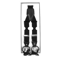 Men's Boxed Convertible Button Strap and Clip-On Suspenders with Leather Trim CLSUS - Bundle Bus