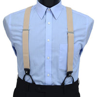 Men's Boxed Convertible Button Strap and Clip-On Suspenders with Leather Trim CLSUS - Bundle Bus