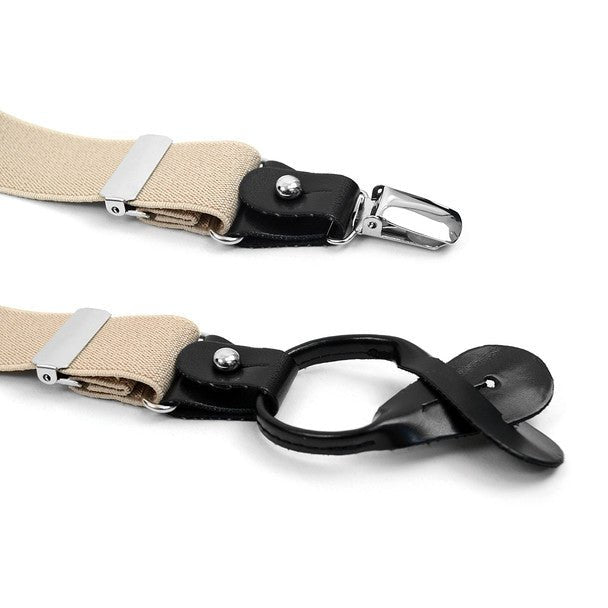 Men's Boxed Convertible Button Strap and Clip-On Suspenders with Leather Trim CLSUS - Bundle Bus