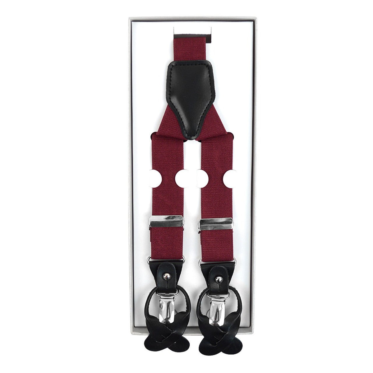 Men's Boxed Convertible Button Strap and Clip-On Suspenders with Leather Trim CLSUS - Bundle Bus