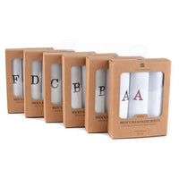 Men's Boxed Embroidered Initial Alphabet Cotton Handkerchiefs - IH3701 - Bundle Bus