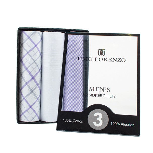 Men's Boxed Fancy Cotton Handkerchiefs 3pcs Set-MFB1743 - Bundle Bus