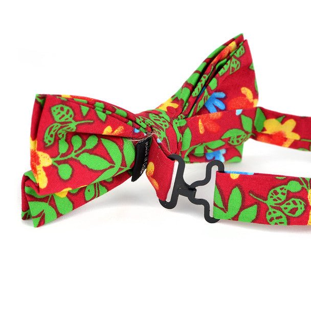 Men's Bright Floral Cotton Bow Tie & Hanky Set - CTBH1738 - Bundle Bus