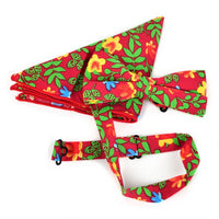 Men's Bright Floral Cotton Bow Tie & Hanky Set - CTBH1738 - Bundle Bus