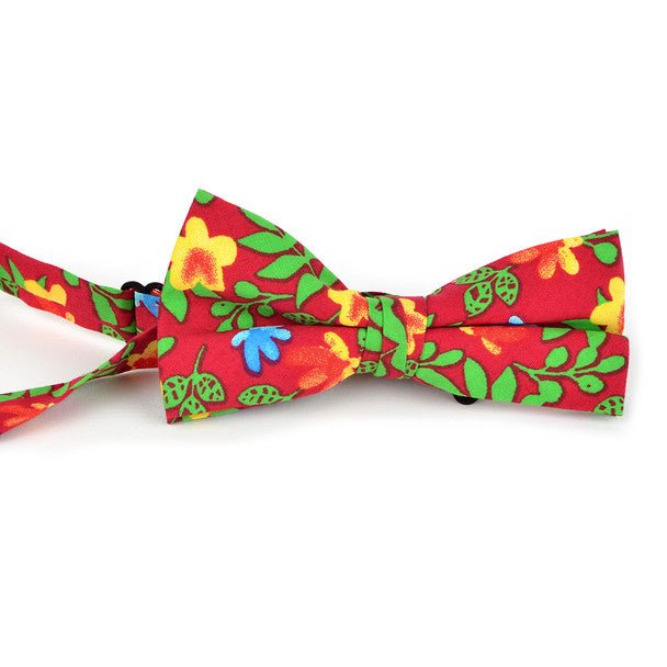 Men's Bright Floral Cotton Bow Tie & Hanky Set - CTBH1738 - Bundle Bus