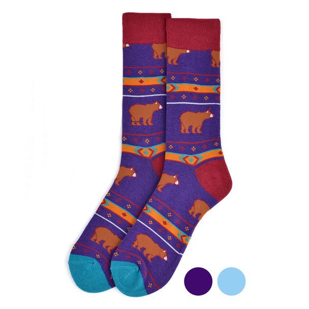 Men's Brown Bear Fun Novelty Socks - NVS19432 - Bundle Bus