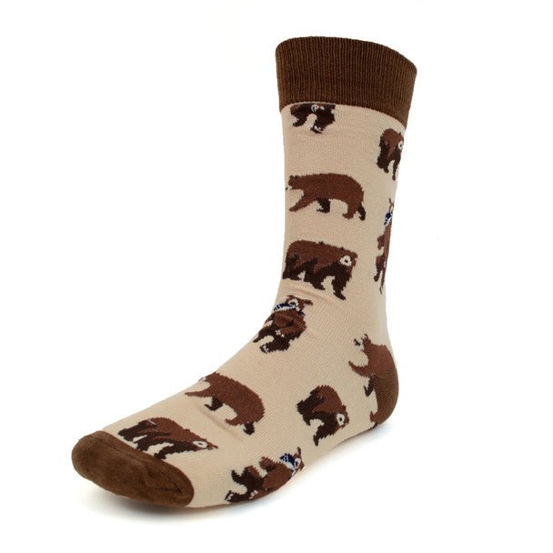 Men's Brown Bear Novelty Socks - NVS19377 - Bundle Bus