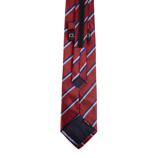 Men's Burgundy Striped Zipper Tie - MPWZ-RD2 - Bundle Bus