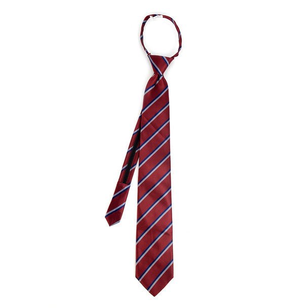 Men's Burgundy Striped Zipper Tie - MPWZ-RD2 - Bundle Bus