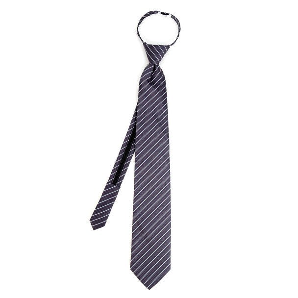 Men's Charcoal Striped Zipper Tie - MPWZ-BLK2 - Bundle Bus