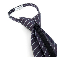 Men's Charcoal Striped Zipper Tie - MPWZ-BLK2 - Bundle Bus