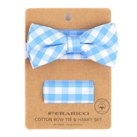 Men's Checkered Cotton Bow Tie & Hanky Set - CTBH1733 - Bundle Bus