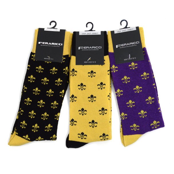 Men's Cotton Fleur-de-lis Novelty Socks- FLS01 - Bundle Bus