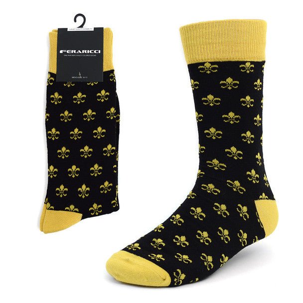 Men's Cotton Fleur-de-lis Novelty Socks- FLS01 - Bundle Bus