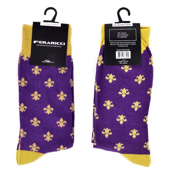 Men's Cotton Fleur-de-lis Novelty Socks- FLS01 - Bundle Bus