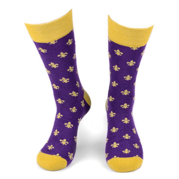 Men's Cotton Fleur-de-lis Novelty Socks- FLS01 - Bundle Bus