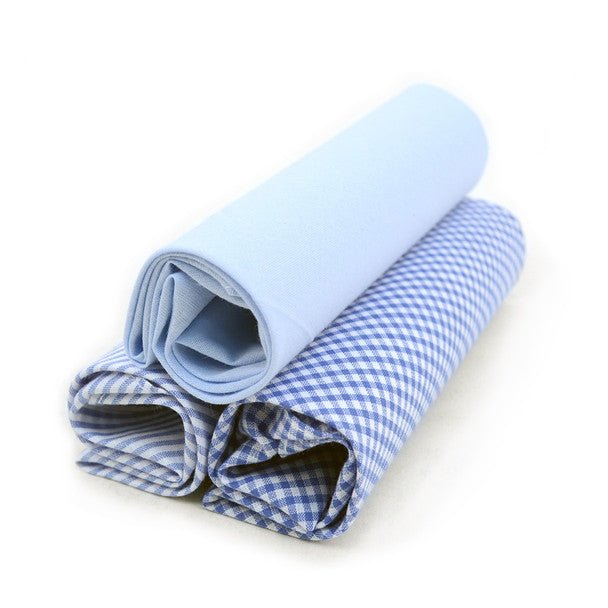 Men's Cotton Solid, Striped & Plaid Blue Handkerchiefs - MFB1733 - Bundle Bus