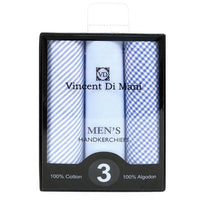 Men's Cotton Solid, Striped & Plaid Blue Handkerchiefs - MFVB1733 - Bundle Bus