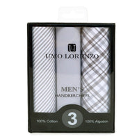 Men's Cotton Solid, Striped & Plaid Gray Handkerchiefs - MFB1723 - Bundle Bus