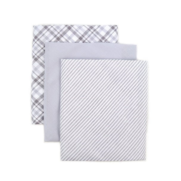 Men's Cotton Solid, Striped & Plaid Gray Handkerchiefs - MFB1723 - Bundle Bus