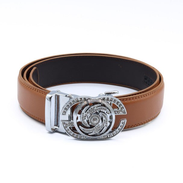 Men's Decor Rotating Bling Ratchet Belt-MGLBB59-SIL - Bundle Bus