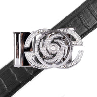 Men's Decor Rotating Bling Ratchet Belt-MGLBB59-SIL - Bundle Bus