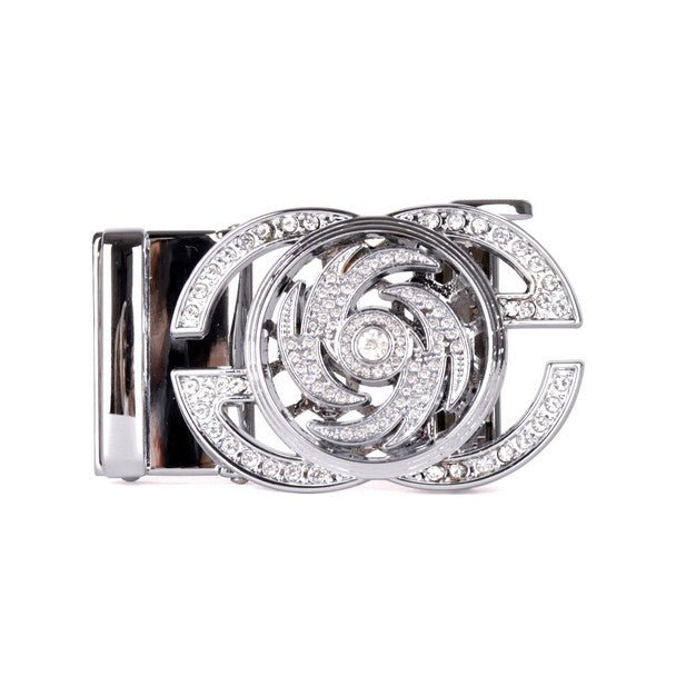 Men's Decor Rotating Bling Ratchet Belt-MGLBB59-SIL - Bundle Bus