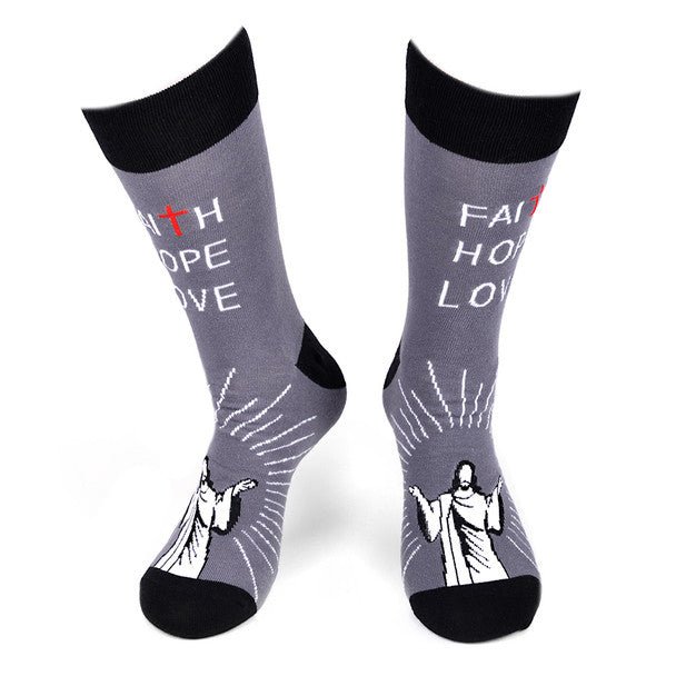 Men's Faith Hope Love Novelty Socks - NVS19574-GRY - Bundle Bus