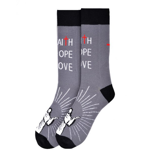 Men's Faith Hope Love Novelty Socks - NVS19574-GRY - Bundle Bus