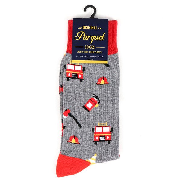 Men's Firefighter Novelty Socks - NVS19522-GRY - Bundle Bus