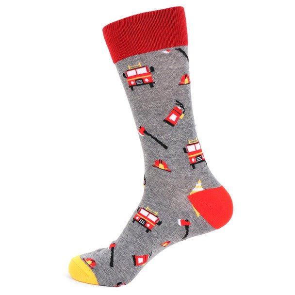 Men's Firefighter Novelty Socks - NVS19522-GRY - Bundle Bus