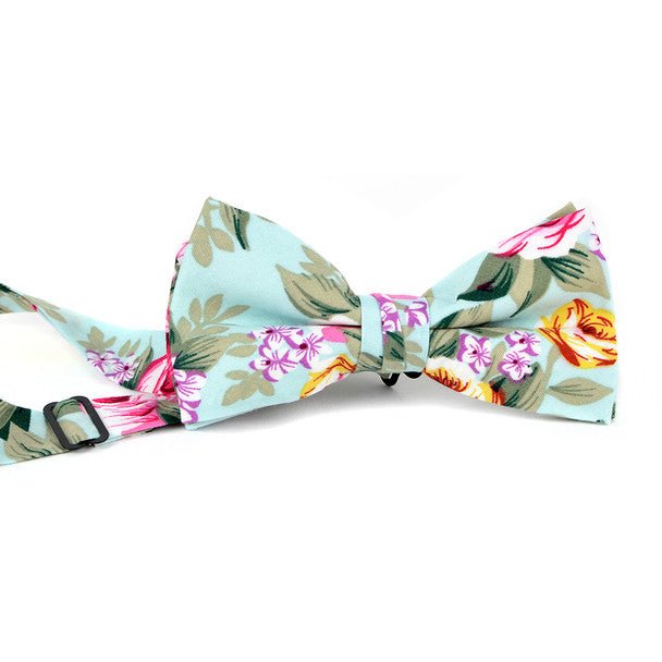 Men's Floral Cotton Bow Tie & Hanky Set - CTBH1741 - Bundle Bus