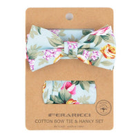 Men's Floral Cotton Bow Tie & Hanky Set - CTBH1741 - Bundle Bus