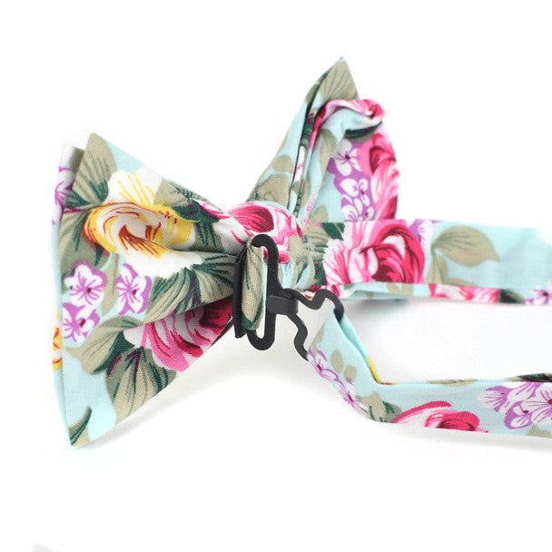 Men's Floral Cotton Bow Tie & Hanky Set - CTBH1741 - Bundle Bus