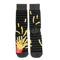 Men's Flying French Fries Novelty Socks- NVS19628-BK - Bundle Bus