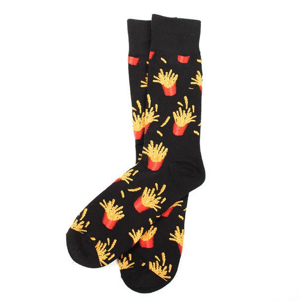 Men's French Fries Novelty Socks- NVS19629-BK - Bundle Bus