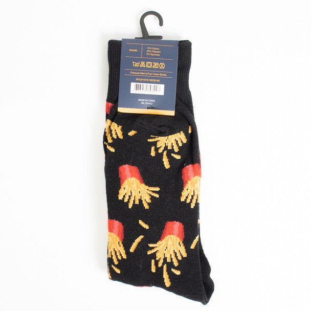 Men's French Fries Novelty Socks- NVS19629-BK - Bundle Bus