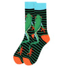 Men's Frog Striped Pattern Novelty Socks - NVS19504-BK - Bundle Bus