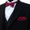 Men's Fuchsia Plaid Cotton Bow Tie & Matching Pocket Square - CBTH1711 - Bundle Bus